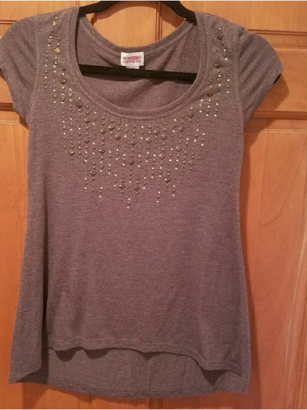 Mossimo Supply Co. Purple Scoop Neck Tee with Stud Accents